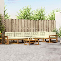 vidaXL Utomhussoffset med kudde 7 pcs Naturlig och Grädde