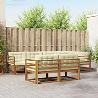 vidaXL Utomhussoffset med kudde 7 pcs Naturlig och Grädde