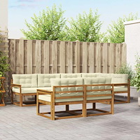 vidaXL Utomhussoffset med kudde 7 pcs Naturlig och Grädde