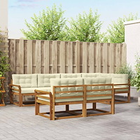 vidaXL Utomhussoffset med kudde 7 pcs Naturlig och Grädde