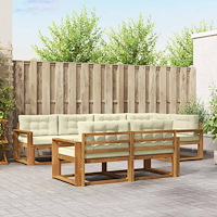 vidaXL Utomhussoffset med kudde 7 pcs Naturlig och Grädde