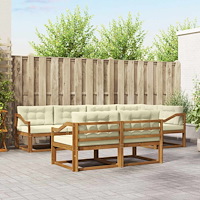 vidaXL Utomhussoffset med kudde 7 pcs Naturlig och Grädde