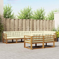 vidaXL Utomhussoffset med kudde 8 pcs Naturlig och Grädde