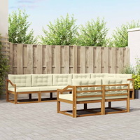 vidaXL Utomhussoffset med kudde 8 pcs Naturlig och Grädde