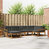 vidaXL Utomhussoffset med kudde 6 pcs Naturlig och Antracit