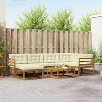 vidaXL Utomhussoffset med kudde 7 pcs Naturlig och Grädde