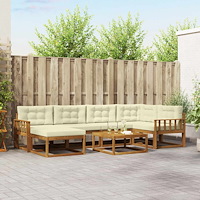 vidaXL Utomhussoffset med kudde 7 pcs Naturlig och Grädde