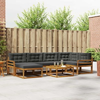 vidaXL Utomhussoffset med kudde 7 pcs Naturlig och Antracit