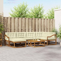 vidaXL Utomhussoffset med kudde 7 pcs Naturlig och Grädde