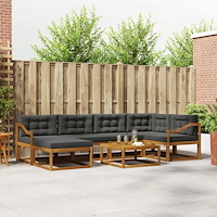 vidaXL Utomhussoffset med kudde 7 pcs Naturlig och Antracit