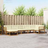 vidaXL Utomhussoffset med kudde 7 pcs Naturlig och Grädde