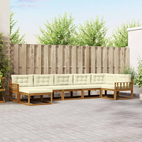 vidaXL Utomhussoffset med kudde 7 pcs Naturlig och Grädde