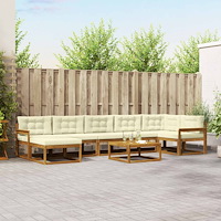 vidaXL Utomhussoffset med kudde 8 pcs Naturlig och Grädde