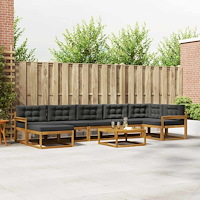 vidaXL Utomhussoffset med kudde 8 pcs Naturlig och Antracit