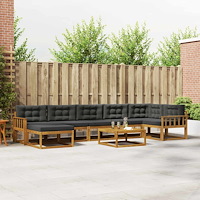 vidaXL Utomhussoffset med kudde 8 pcs Naturlig och Antracit