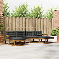 vidaXL Utomhussoffset med kudde 6 pcs Naturlig och Antracit