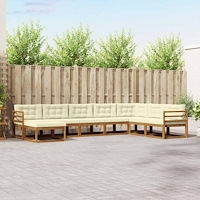 vidaXL Utomhussoffset med kudde 8 pcs Naturlig och Grädde