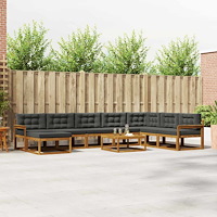 vidaXL Utomhussoffset med kudde 9 pcs Naturlig och Antracit