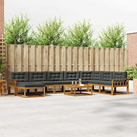 vidaXL Utomhussoffset med kudde 9 pcs Naturlig och Antracit