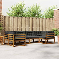 vidaXL Utomhussoffset med kudde 6 pcs Naturlig och Antracit