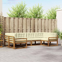 vidaXL Utomhussoffset med kudde 6 pcs Naturlig och Grädde