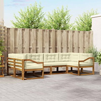 vidaXL Utomhussoffset med kudde 6 pcs Naturlig och Grädde