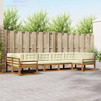 vidaXL Utomhussoffset med kudde 7 pcs Naturlig och Grädde