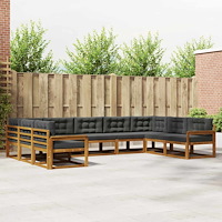 vidaXL Utomhussoffset med kudde 9 pcs Naturlig och Antracit