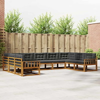 vidaXL Utomhussoffset med kudde 9 pcs Naturlig och Antracit