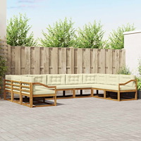 vidaXL Utomhussoffset med kudde 9 pcs Naturlig och Grädde