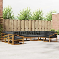 vidaXL Utomhussoffset med kudde 9 pcs Naturlig och Antracit