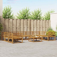 vidaXL Utomhussoffset 10 pcs Naturfärg Massivt Akaciaträ