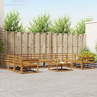 vidaXL Utomhussoffset 10 pcs Naturfärg Massivt Akaciaträ