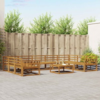 vidaXL Utomhussoffset 10 pcs Naturfärg Massivt Akaciaträ