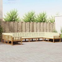 vidaXL Utomhussoffset med kudde 10 pcs Naturlig och Grädde