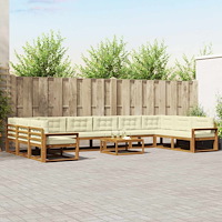 vidaXL Utomhussoffset med kudde 11 pcs Naturlig och Grädde