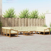 vidaXL Utomhussoffset med kudde 11 pcs Naturlig och Grädde