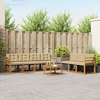 vidaXL Utomhussoffset med kudde 8 pcs Naturlig och Beige