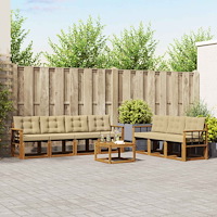 vidaXL Utomhussoffset med kudde 8 pcs Naturlig och Beige