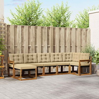 vidaXL Utomhussoffset med kudde 7 pcs Naturlig och Beige