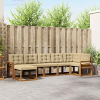 vidaXL Utomhussoffset med kudde 7 pcs Naturlig och Beige