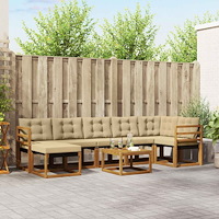 vidaXL Utomhussoffset med kudde 8 pcs Naturlig och Beige