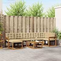 vidaXL Utomhussoffset med kudde 8 pcs Naturlig och Beige