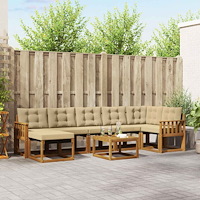 vidaXL Utomhussoffset med kudde 8 pcs Naturlig och Beige