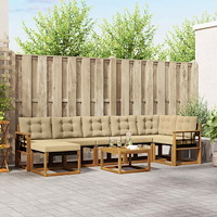 vidaXL Utomhussoffset med kudde 8 pcs Naturlig och Beige
