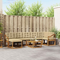 vidaXL Utomhussoffset med kudde 8 pcs Naturlig och Beige