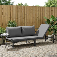 vidaXL Solstol för 3 personer Svart 200 x 62 x 59,5 cm Textilene