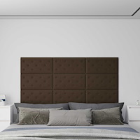 vidaXL Väggsänggavel 12 pcs Brun 60 x 30 cm Konstläder