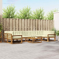 vidaXL Utomhussoffset med kudde 8 pcs Naturlig och Grädde