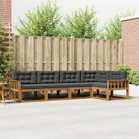 vidaXL Utomhussoffset med kudde 5 pcs Naturlig och Antracit